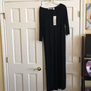 Ankle length black knit dress